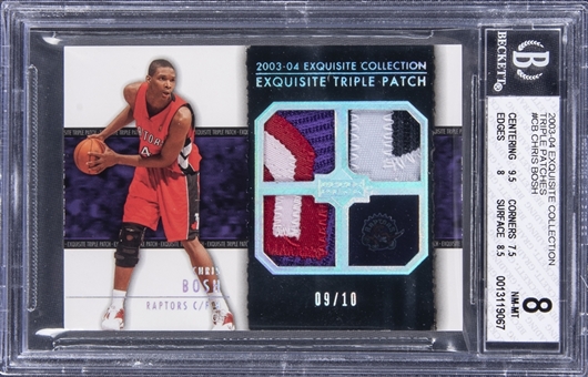 2003-04 UD "Exqusite Collection" Triple Patches #CB Chris Bosh Game Used Patch Rookie Card (#09/10) – BGS NM-MT 8